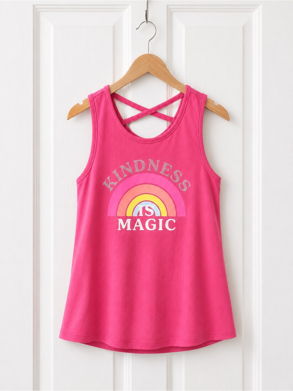 Wonder Nation Girls Tank Top Size Medium 7/8 Pink “Kindness Is Magic”